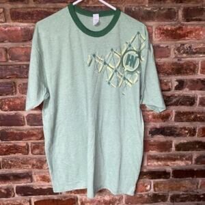 NWOT Here & Now Green Graphic Ringer T-Shirt Men's Size XL